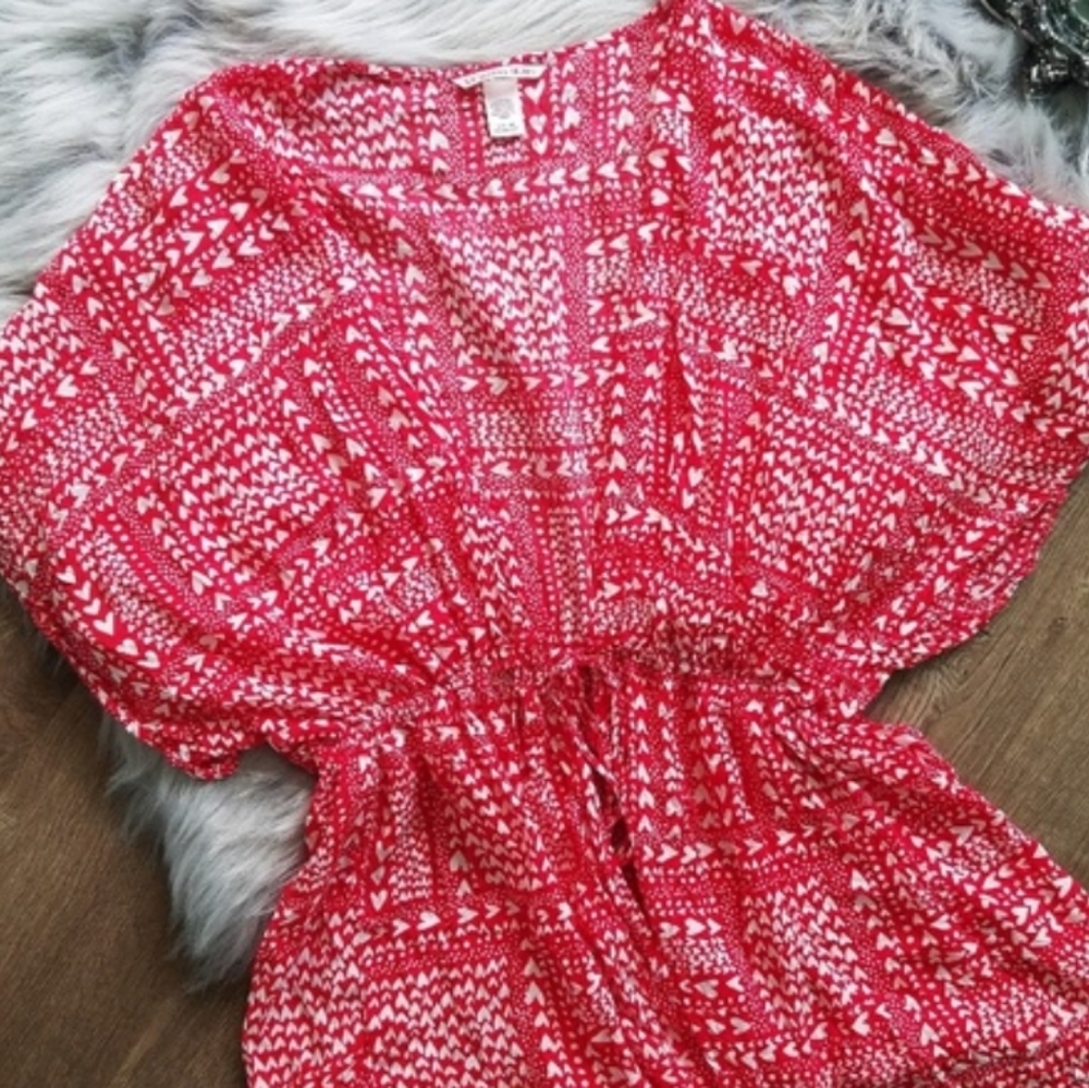 Victoria secret red white heart kimono